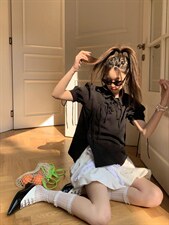 黑色结上衣，其它，Queena PHoebe