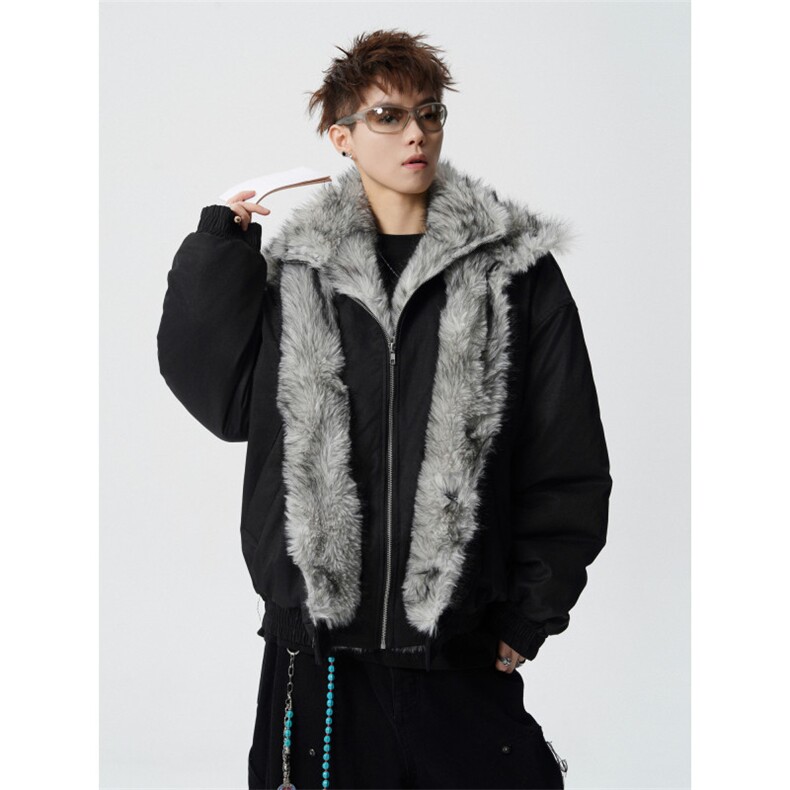 706-1-LK3188-P128现货冬季男士狼王座山雕假两件加厚棉衣外套,男装棉衣,星座706