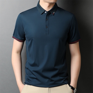 新款男装中青翻领POLO衫短袖上衣商务休闲宽松潮流男纯色半袖P90图片