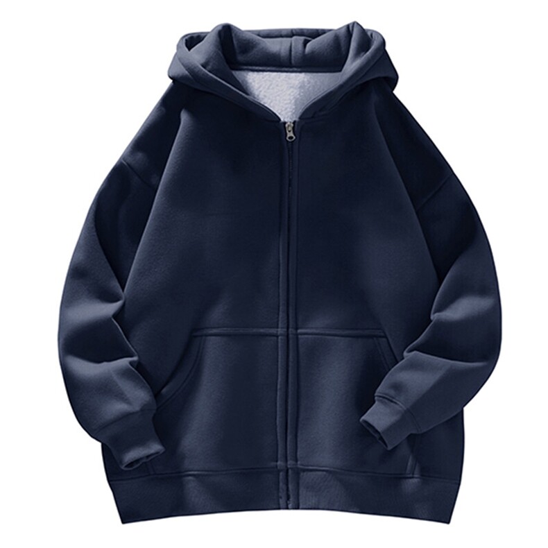 无帽绳开衫抖音得物品质二开360克春装美式连帽卫衣外套WS15,男装卫衣,电商A486