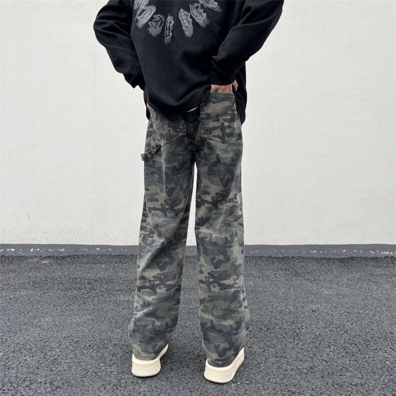 直筒裤原宿迷彩休闲裤男女美式高街潮牌长裤NK038-P50,男装休闲裤,电商D202-1