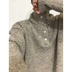 800克韩版Polo可翻高领加厚针织衫男冬季慵懒风套头打底纽扣毛衣，男装T恤，星座410-6（原星座1304-1）