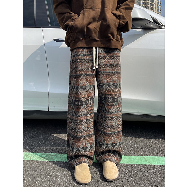 8XL-M羊羔绒裤子男冬季加绒加厚民族风重磅针织棉裤大码KZ023P78,男装休闲裤,电商B312