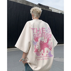 夏季新款港风潮流麂皮绒短袖t恤大码宽松美式上衣半袖潮H9923-P28，男装T恤，电商B295