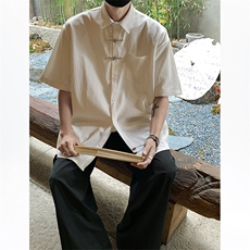 CS08-P50新中式风男士情侣衬衫短袖衬衣上衣，男装衬衫，电商B327