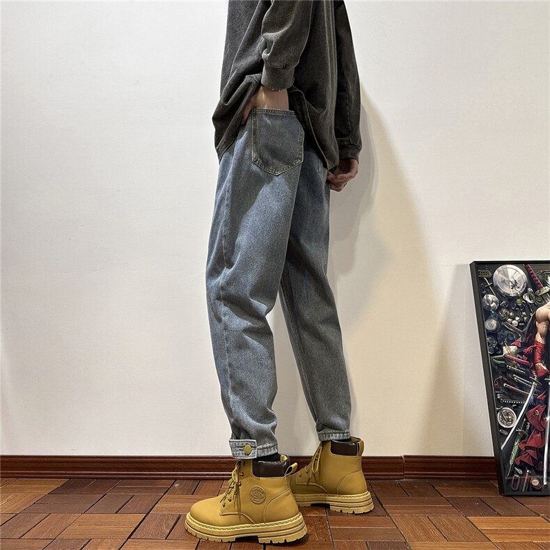 k1050-p45-控68现货oversize蓝色风牛仔裤拼接,男装牛仔裤,星座116