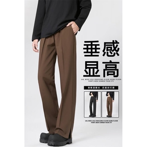 休闲裤男春秋季男装宽松高级垂感免烫西裤直筒运动长裤子8066 P43图片