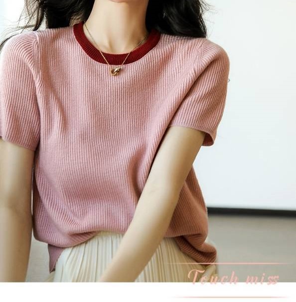 短袖女t恤小上衣夏季体恤2025年新款女洋气,女装T恤,沐策羊绒