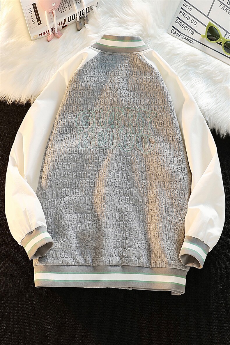 2023秋装新款男女同款百搭棒球服韩版胸针刺绣夹克外套8013-P95,男装夹克,电商A441-1