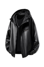 1立体白底连帽鳄鱼纹PU皮衣大码M-5XL冲锋衣夹克男JK8744P90控128，男装夹克，星座227-7