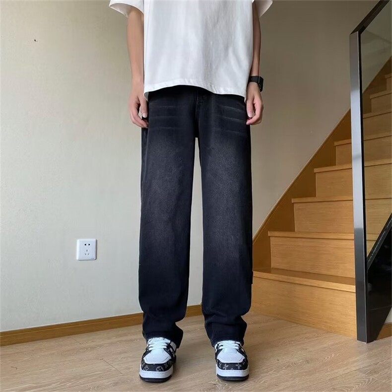 高街美式vibe拉链牛仔裤男款宽松休闲复古痞帅直筒裤子YN1033-P43,男装牛仔裤,星座1008-2