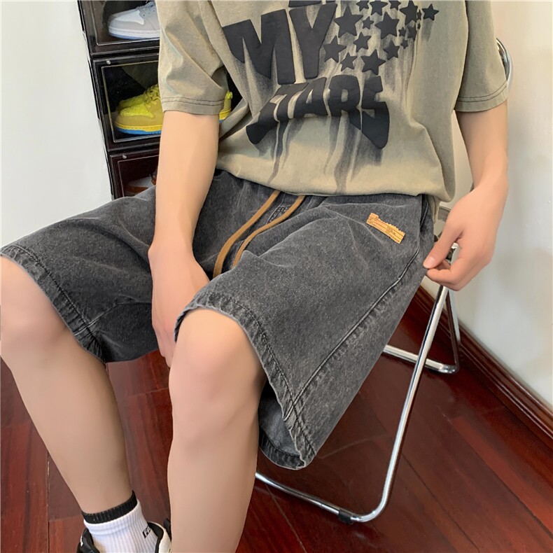 潮流带标牛仔五分短裤舒适百搭休闲短裤DK851-特批34,男装牛仔裤,星座718-1