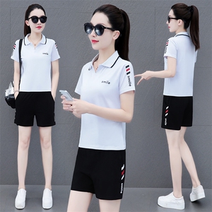 运动服套装女夏季2023年新款时尚洋气休闲女装夏天纯棉短袖两件套图片