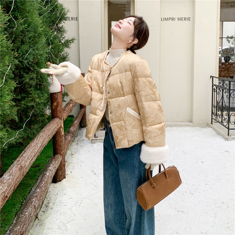 2025冬季新中式羽绒服短款50白鸭绒RF2C290-6898#-P295-K399,女装羽绒服,2C290