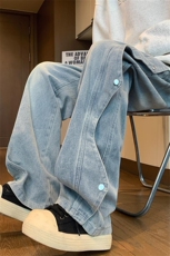 秋冬季美式高街牛仔裤男潮牌个性显高设计感休闲裤G6102/P46，男装休闲裤，电商D202-1