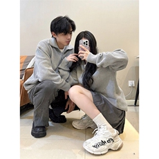 抖音得物保暖立领拉链针织外套秋冬宽松慵懒风纯色毛衣上衣AM02，男装针织衫/毛衣，电商A443