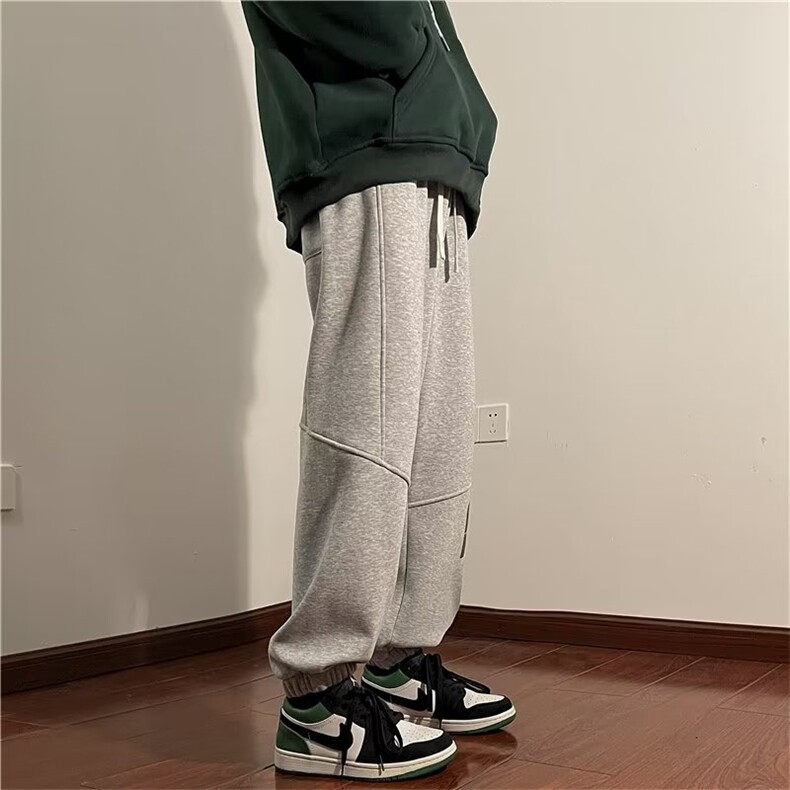 加绒男士卫裤秋冬宽松束脚裤潮牌运动裤子休闲裤RG209-P38加绒43,男装休闲裤,星座1008