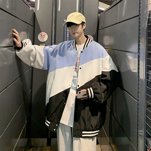 春装新款2022休闲百搭撞色男棒球服夹克外套情侣款D201-DM97-P65图片
