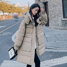 现货贴标工装中长款羽绒服50绒，女装羽绒服，菡迪欧娜