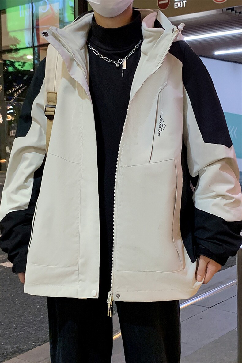 户外三合一拼接冲锋衣宽松百搭防风防水外套夹克男女款1818-P95,男装夹克,电商B306
