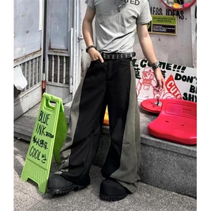 常规条纹斜纹拼接解构弯刀裤男秋冬款直筒潮夏季哈伦裤 KQ606图片