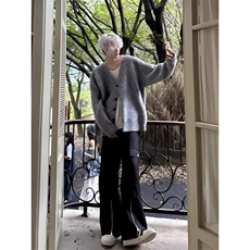 开衫毛衣男宽松慵懒痞帅针织外套韩系氛围感穿搭513AMY2665P50，男装针织衫/毛衣，星座513A