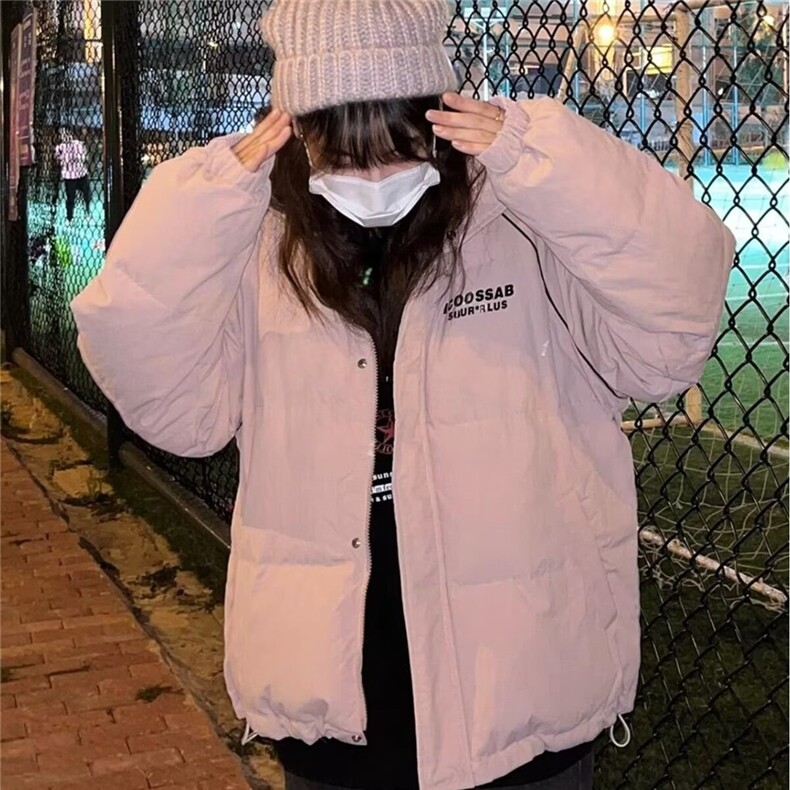 甜心轰炸机日系甜美字母印花立领短款棉服秋冬季保暖加厚羽绒棉服,男装棉衣,星座506A