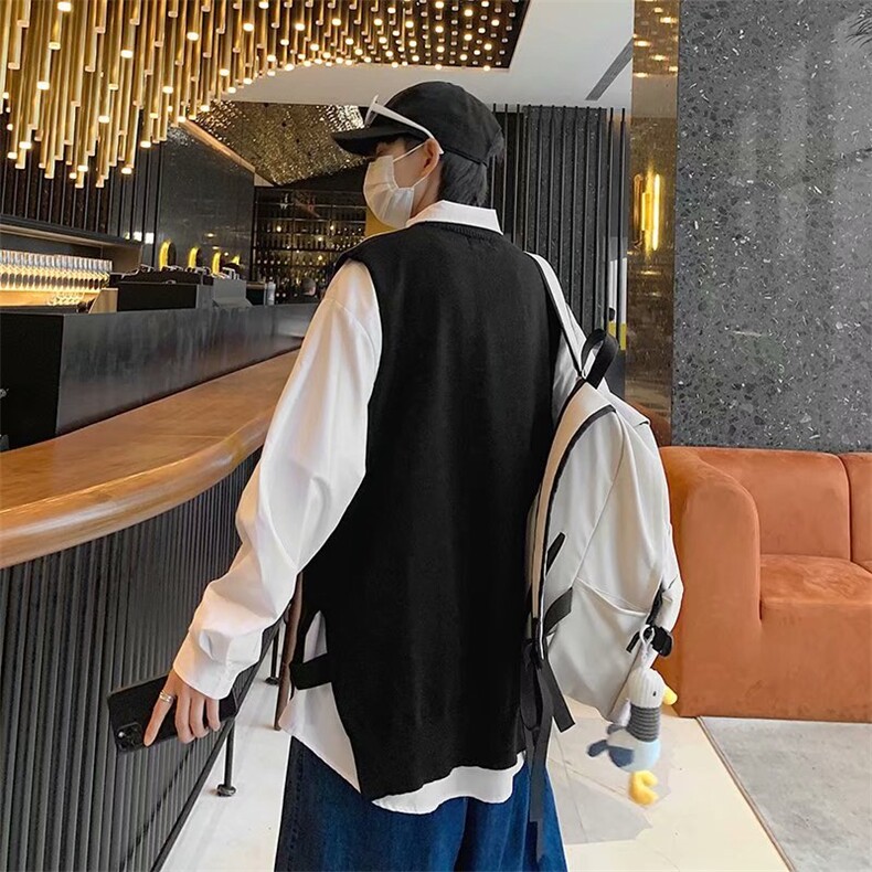 马甲毛衣男ins潮牌韩版宽松无袖港风潮流百搭开叉背心MJ404-P35,男装背心/马甲,星座1008