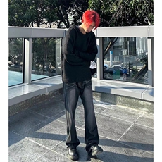 美式ins高街cleanfit重工艺水洗暗黑微喇牛仔裤货号K2401P60，男装牛仔裤，电商A063