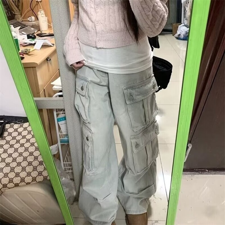 长裤潮流常规文艺气质慵懒简约牛仔裤新款ins微喇裤春夏自然腰,男装牛仔裤,星座506A