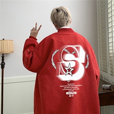 24春秋款美式复古麂皮绒飞行棒球服男女夹克外套JF3304-P80控108，男装夹克，电商B370
