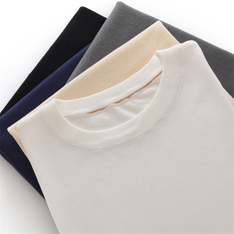 细腻莱赛尔天丝面料圆领T恤男夏季薄款时尚简约轻奢休闲凉感短袖，男装T恤，牧绒家园高端店