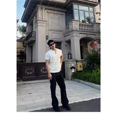 运动健身半拉链短袖T恤男款夏季潮牌cleanfit修身显肌肉半袖体恤，男装T恤，星座601-1
