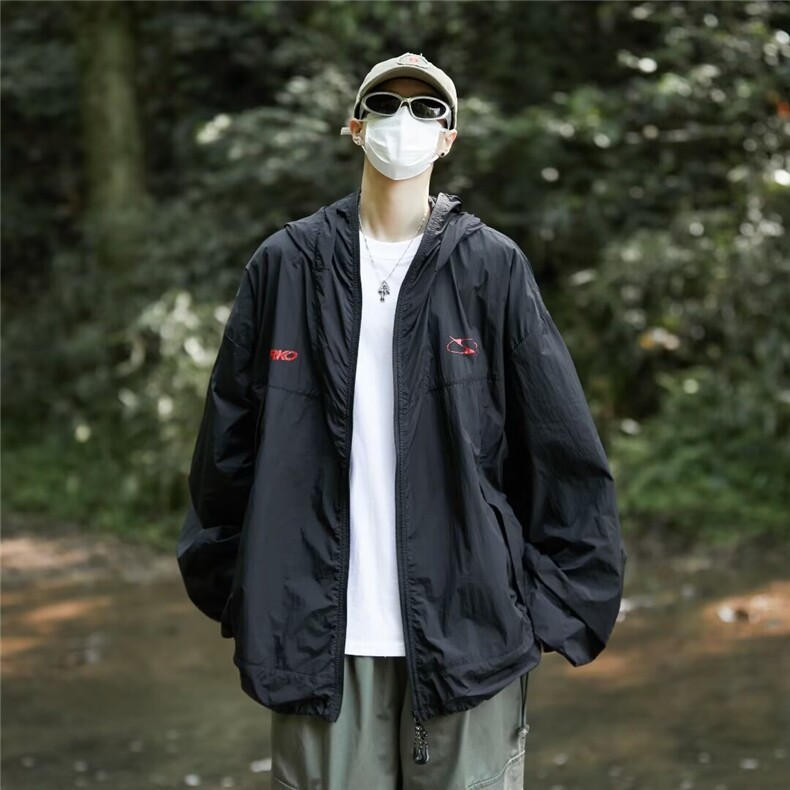 冰丝凉感防晒风衣外套男女新款宽松连帽防晒服冲锋衣W9310/P50，男装防晒衣，星座506