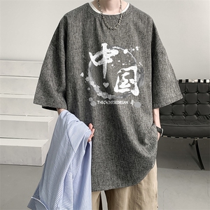 风复古亚麻短袖男棉麻t恤男半袖 ZT71134-P35图片