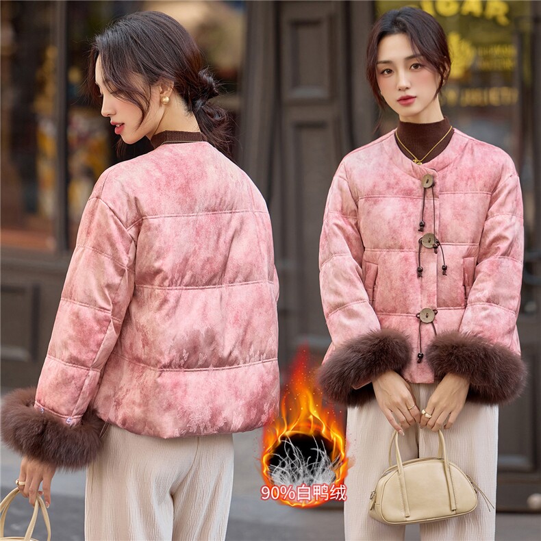 2025冬装新款新中式时尚潮流9绒羽绒服外套,女装羽绒服,曼琳思菲