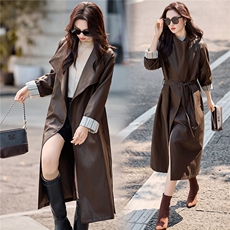 2026春装新款时尚潮流百搭气质宽松中长款皮衣外套女，女装皮衣，天丝秀