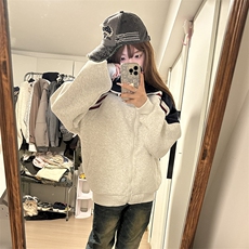 抖音得物高品质重磅26春装美式高街重磅织带拼接撞色立领卫衣外潮，男装卫衣，电商A443