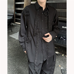现货！25春夏重工玫瑰系列男士设计感暗夜花朵衬衫CS76-P98图片