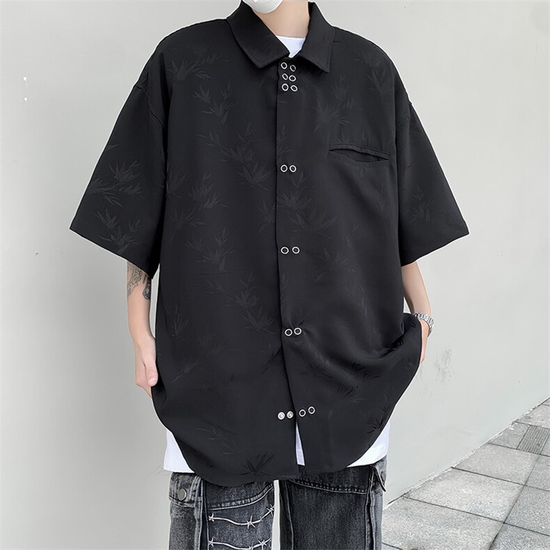 2024夏季新款垂感休闲衬衫男设计感宽松半袖衬衣 现货 W8236-P42图片