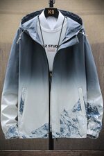 秋季男士渐变外套新款韩版潮流春秋季潮牌连帽夹克男DS857TP65，男装夹克，电商A102