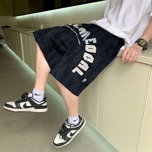 字母休闲短裤男高街ins夏季外穿薄款运动中裤D53P28图片