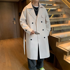 FY01-P98秋装现货双排扣长款过膝风衣男大码男中长款大衣男上衣，男装风衣，电商B327