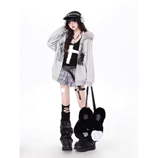 新款美式蝴蝶字母印花连帽卫衣男女宽松潮男女韩版外套上衣，女装卫衣/绒衫，星座218-8