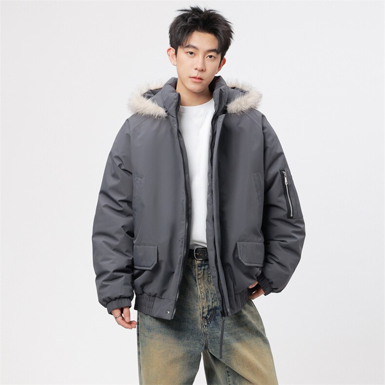 自家图有视频复古加绒毛领外套棉衣新款连帽派克棉服M2572p95,男装棉衣,电商D315