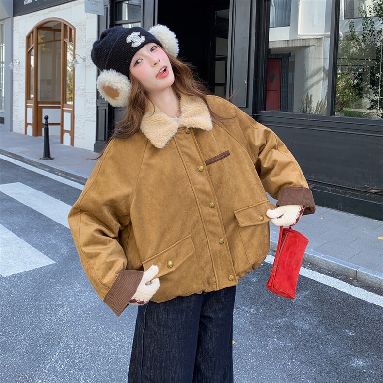 新款主推90绒内胆麂皮羽绒服2680-P275-K408,女装短外套,2C129