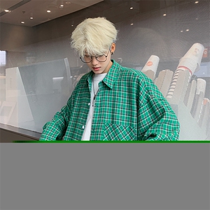 衬衫男秋季新款港风宽松磨毛格子长袖衬衣CS510-P38(现货）图片