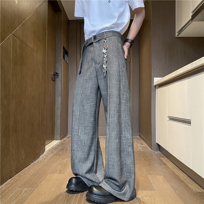 抖音品质春季老钱风自带腰带宽松休闲西裤B315-K25632-P70控98,男装休闲裤,电商B315