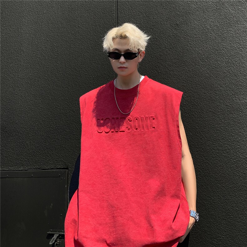 大250克重磅美式砂洗天丝棉冰丝坎肩背心T恤JF501特P35控55,男装背心/马甲,电商A422-1