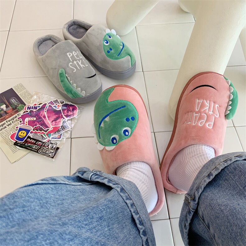 秋冬新品卡怪恐龙情侣棉拖鞋韩版居家室内休闲个性潮拖T,男鞋拖鞋,星座1501